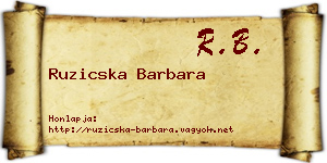 Ruzicska Barbara névjegykártya